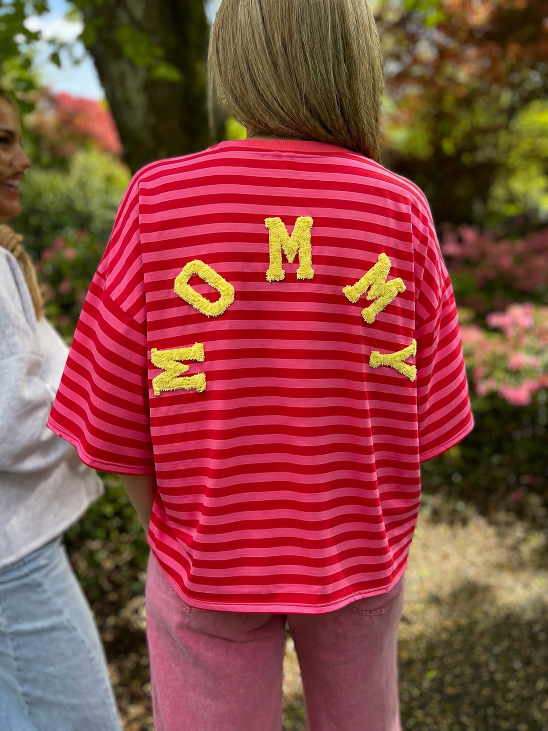 Mommy red & pink 3/4 sleeve light sweatshirt