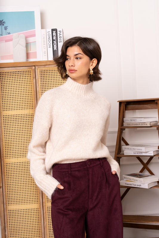 Audrey Ivory soft polo neck jumper