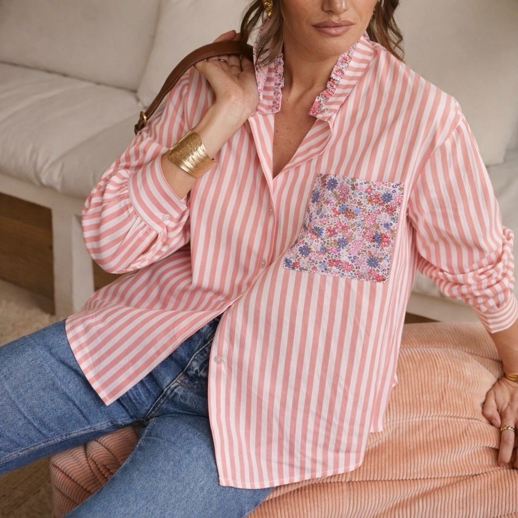 Nora pink striped shirt
