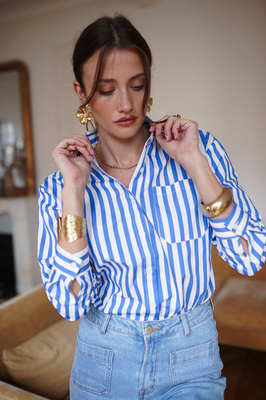 Mila blue striped cotton shirt