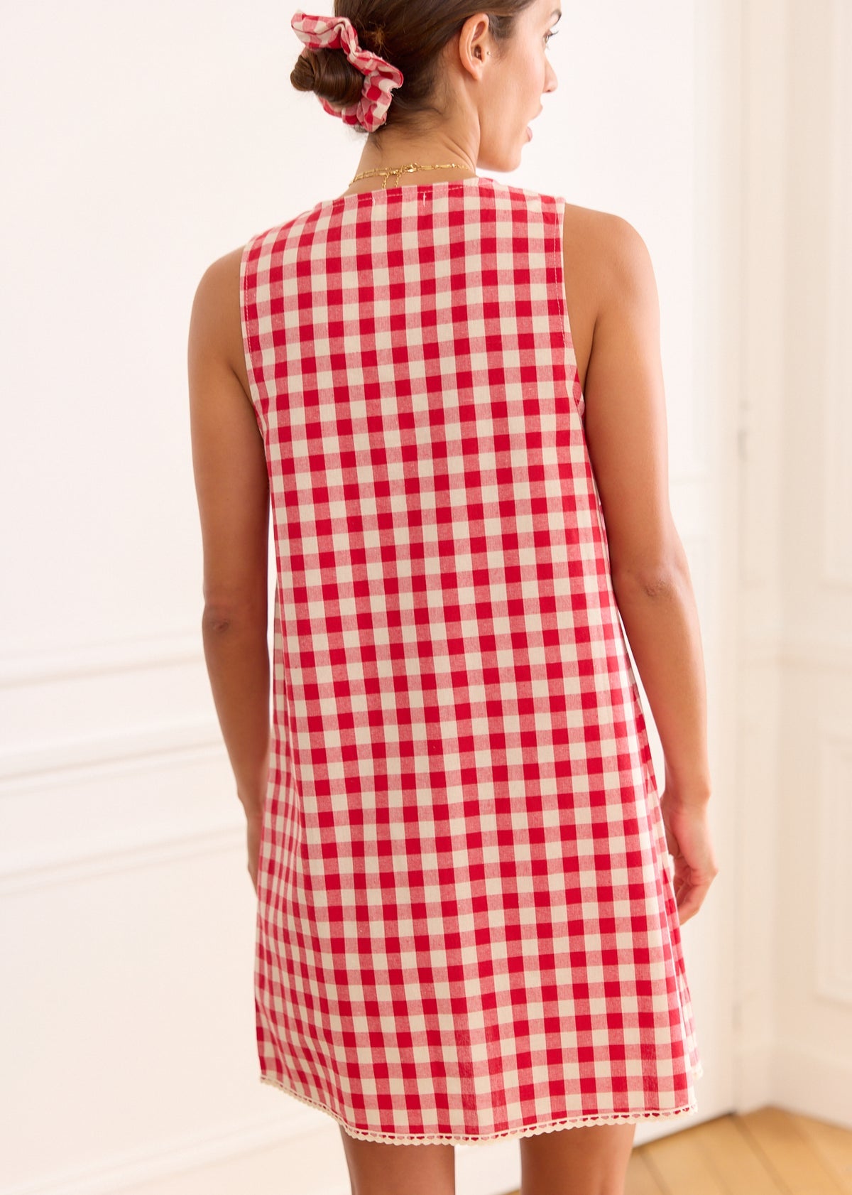Tanya red gingham shirt dress