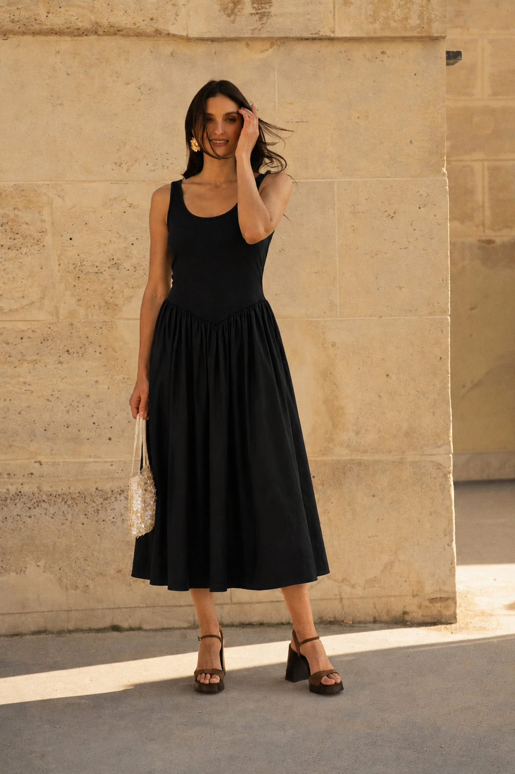 Penny black peplum cotton dress