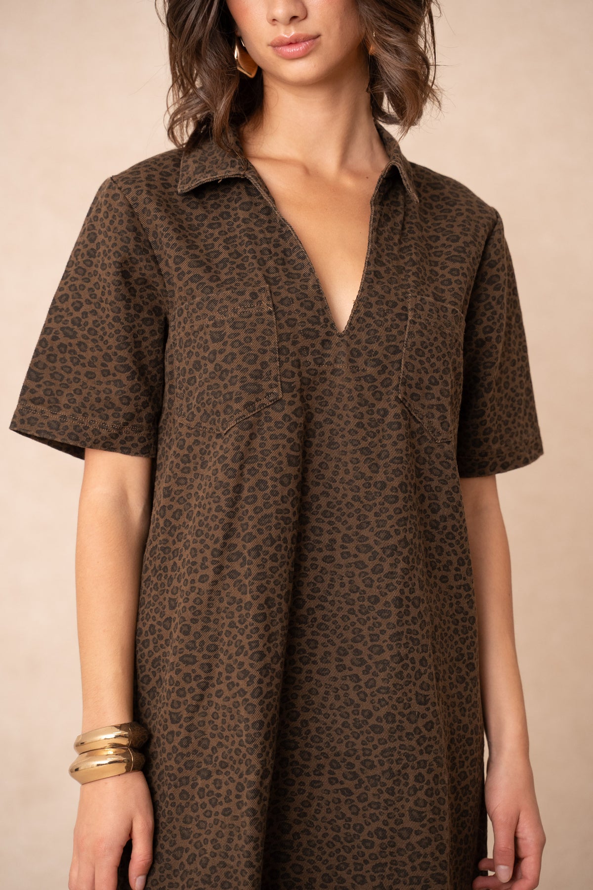 Lucille leopard print denim dress