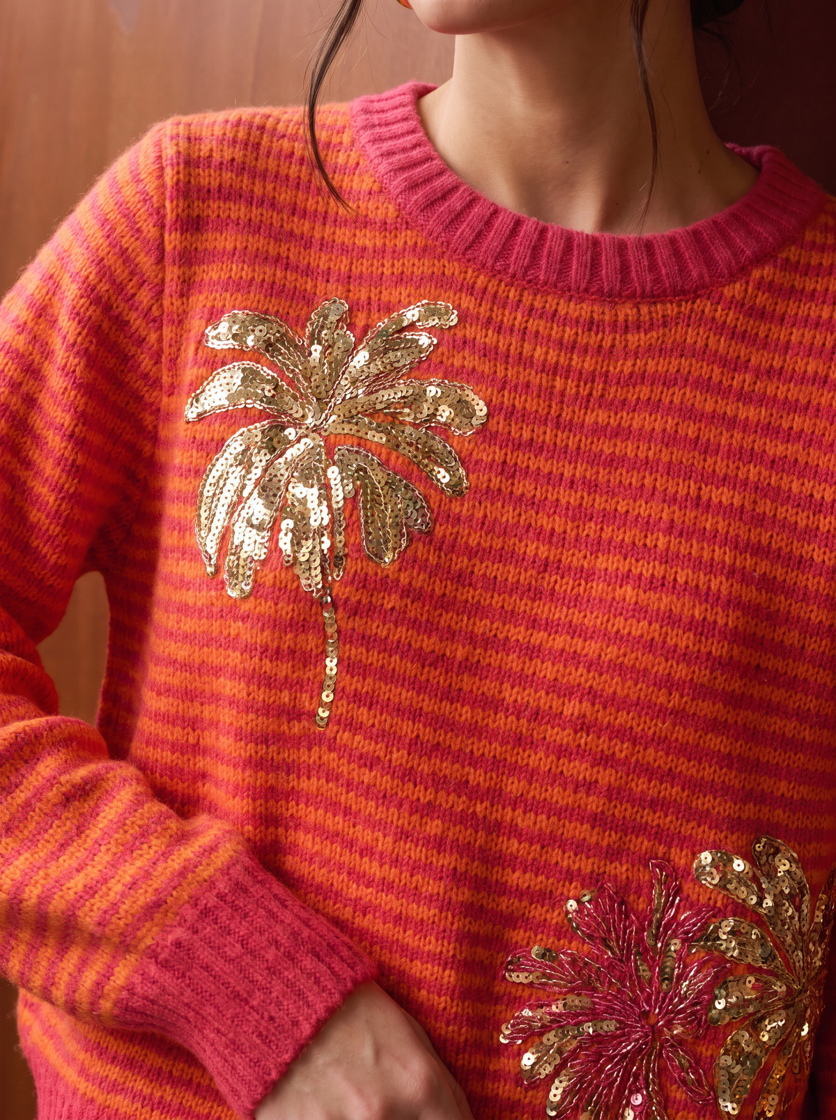 Holly pink and orange sequin jumper