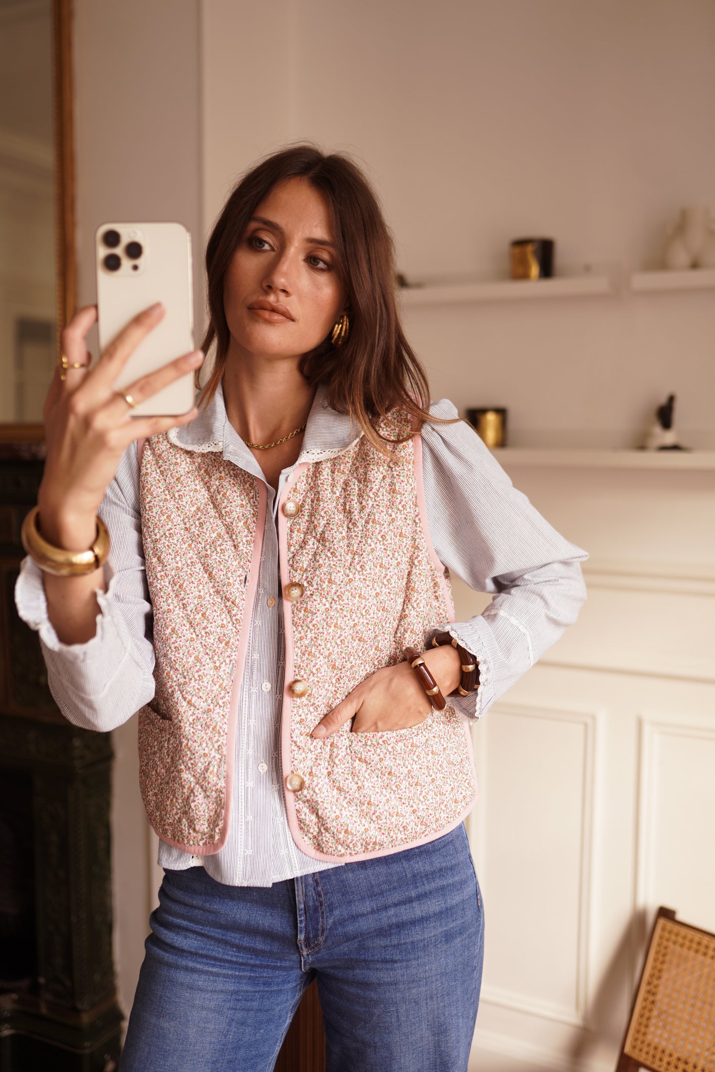 Tara floral quilted gilet