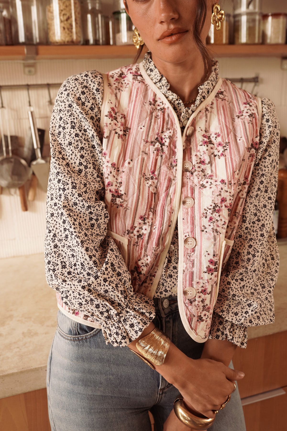 Billie pink floral gilet