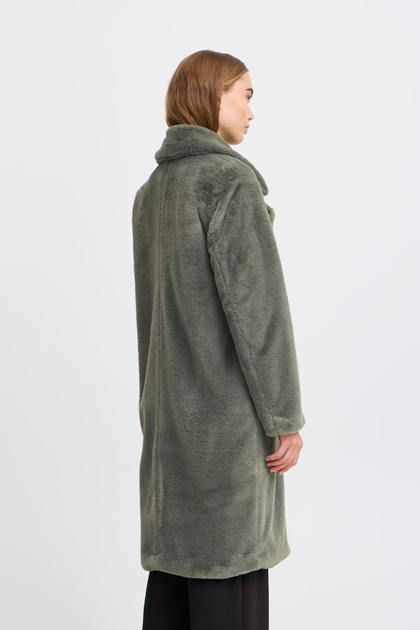 IHHAYA Outerwear mulled basil faux fur coat