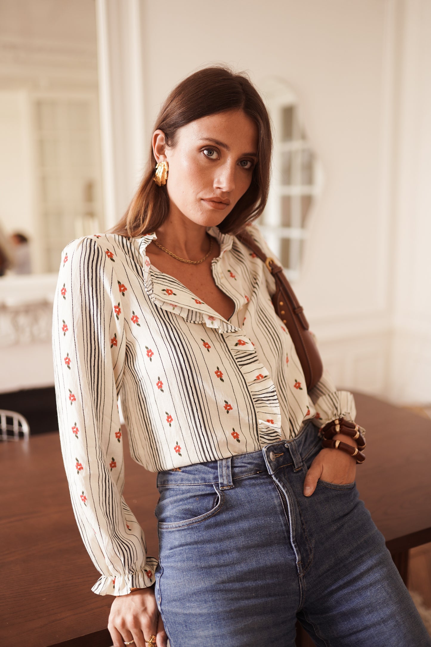 Willow stripe floral blouse