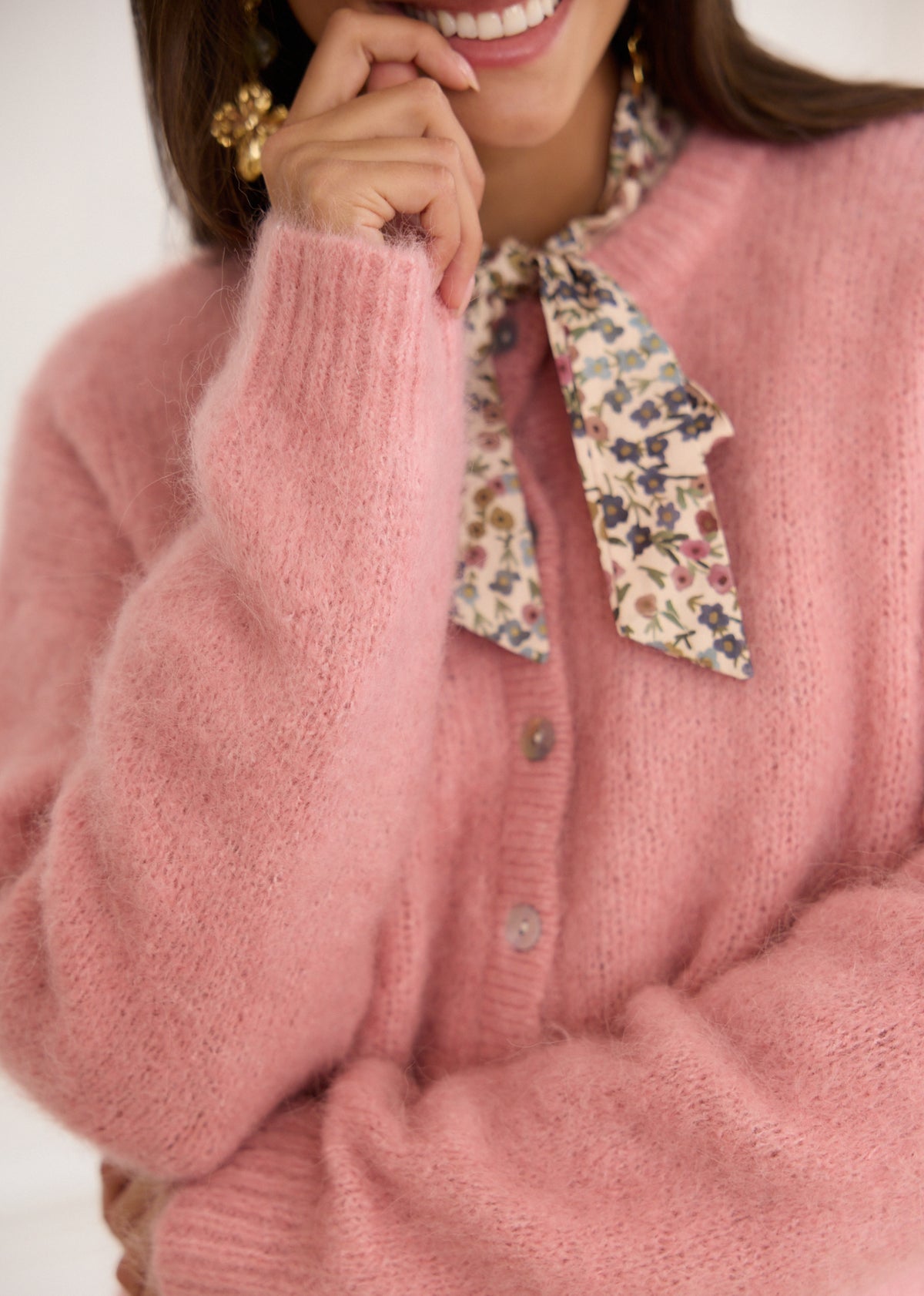 Sara pink alpaca cardigan