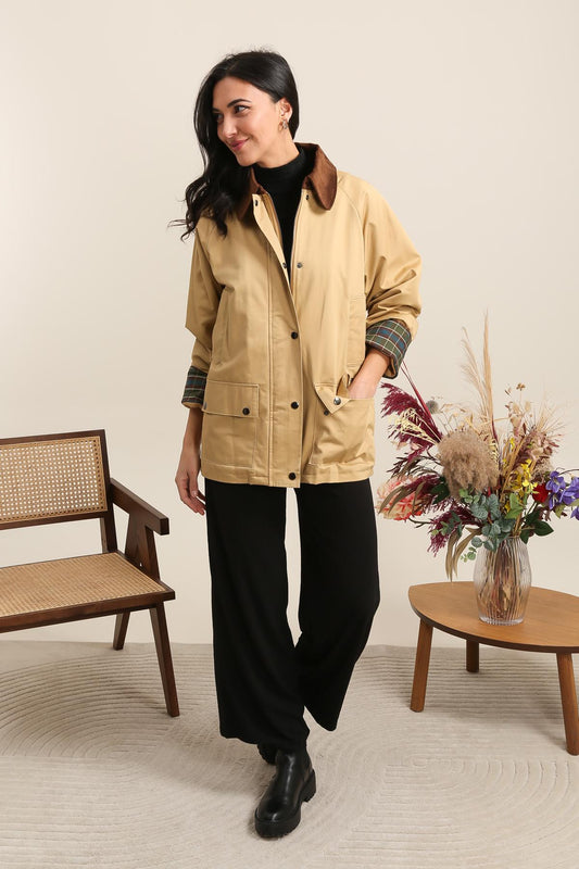 Lily barn chore corduroy-collared twill jacket