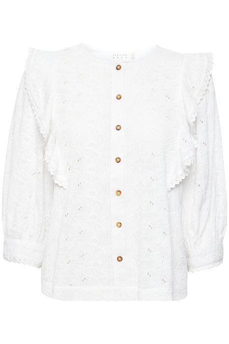 White anglaise broderie cotton blouse