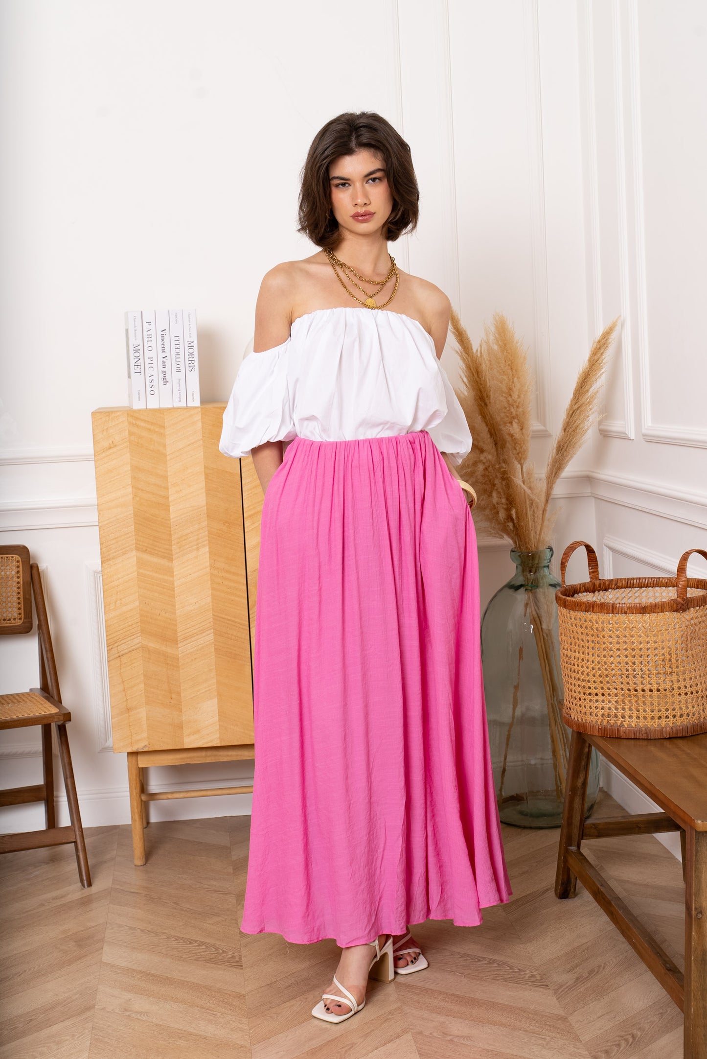 Maria pink maxi skirt