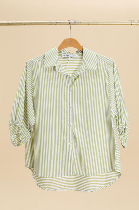 Green cotton striped shirt