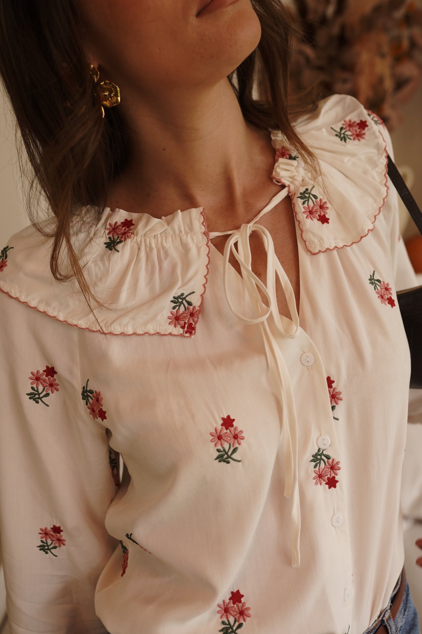 Etta floral Peter Pan white blouse
