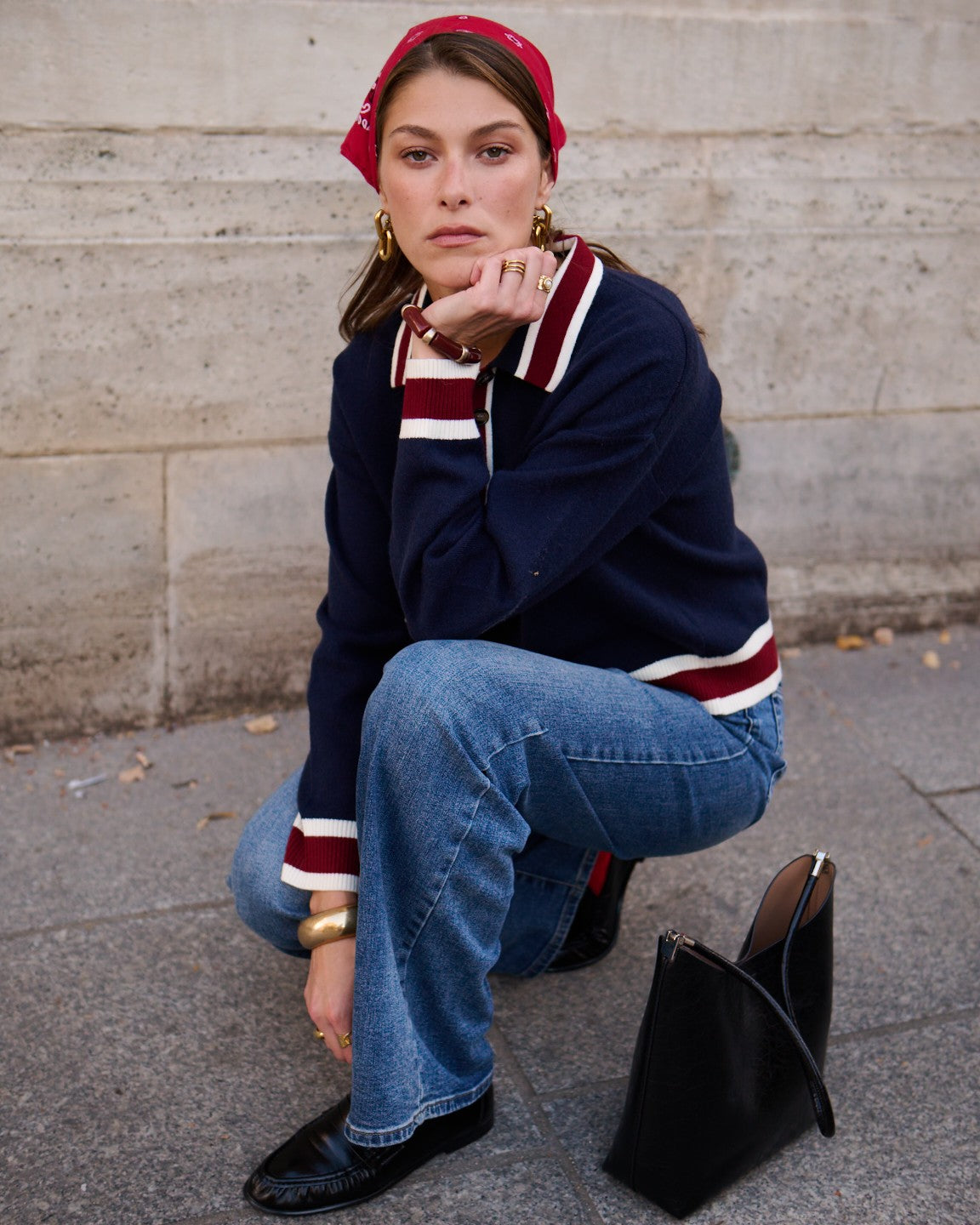 Isla rugby navy and red stripe jumper