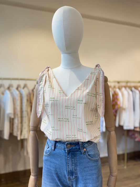 Danielle positive vibes pink stripe top