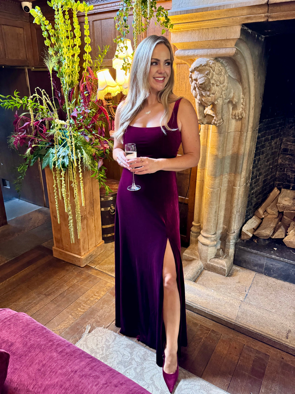 Blake burgundy velvet long dress