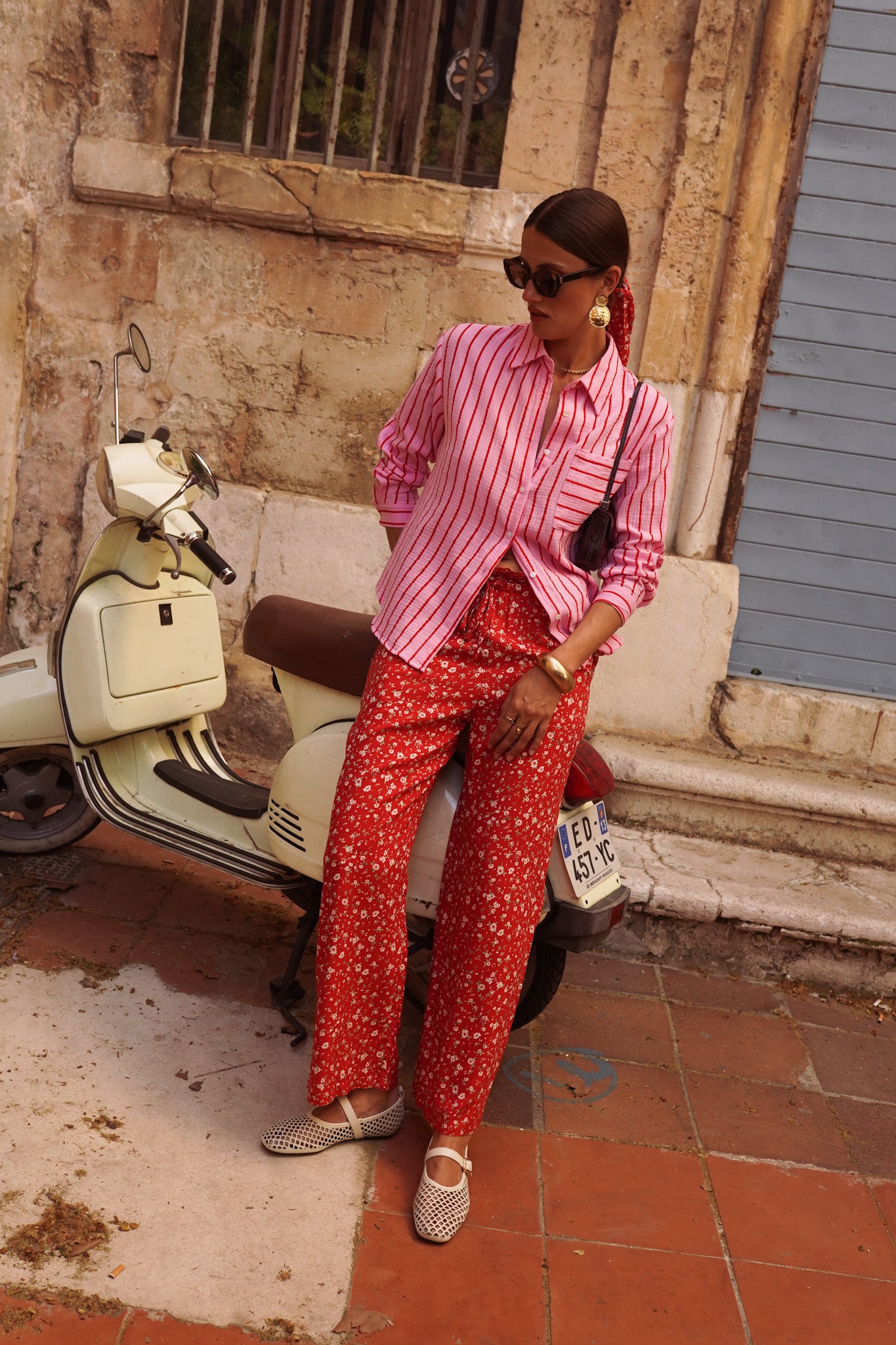 Sophie pink and red striped shirt