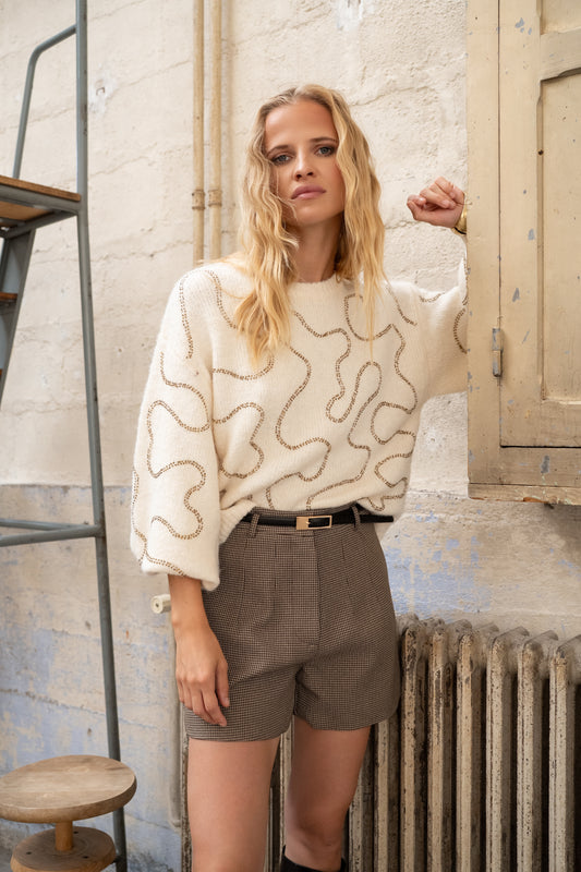 Eden ivory sequin beaded jumper