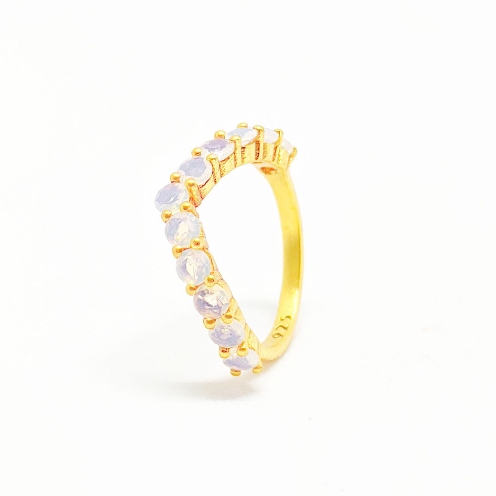 Opal Wishbone 18K Gold Ring