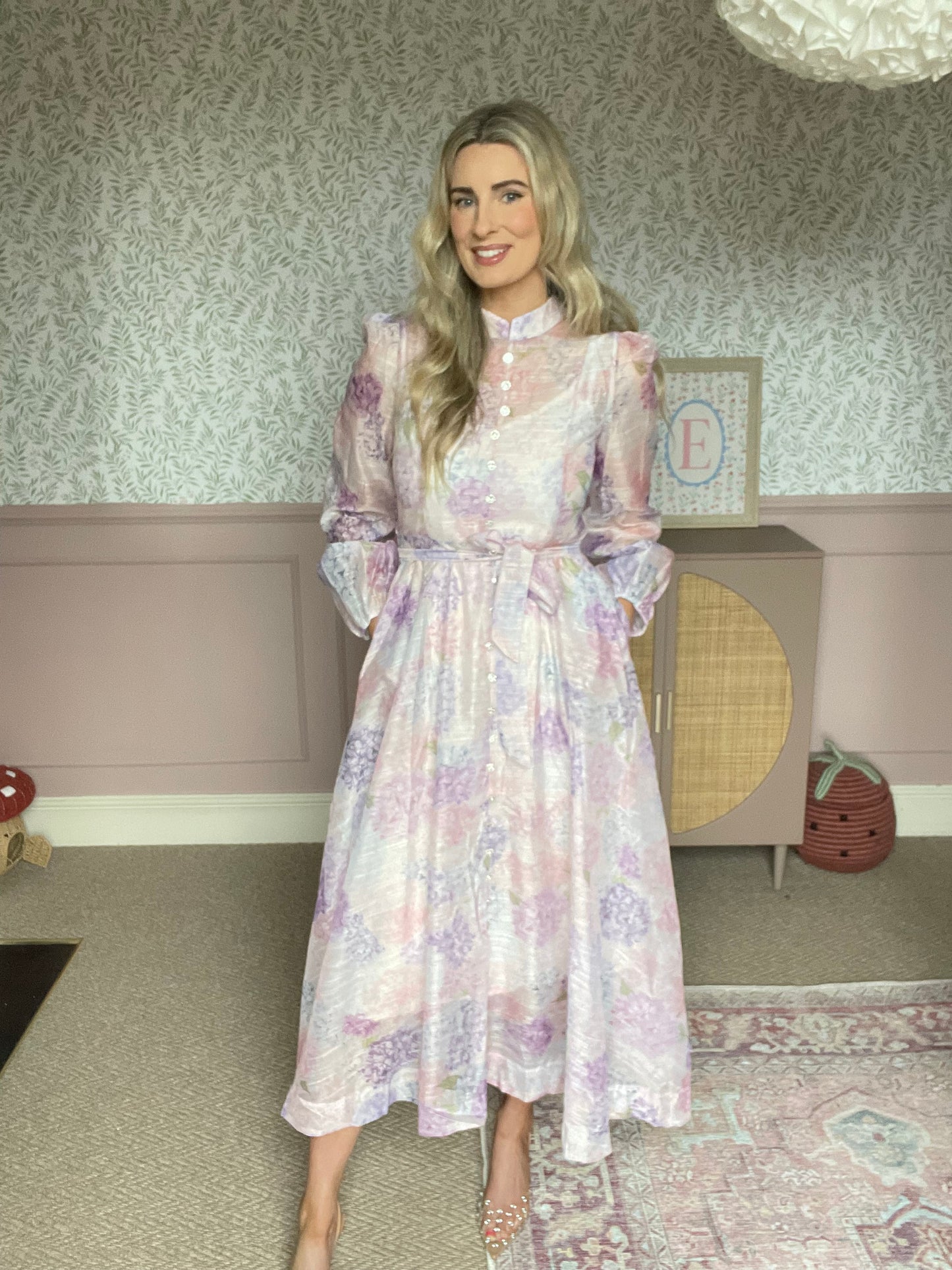 Matilda hydrangeas purple maxi dress