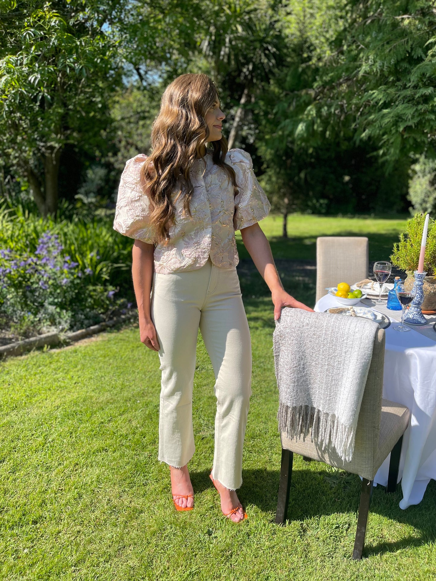 Natural beige straight leg jeans