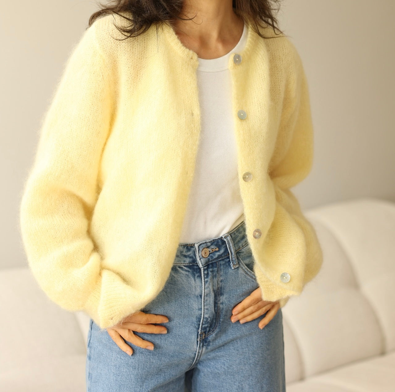 Harriet yellow alpaca cardigan