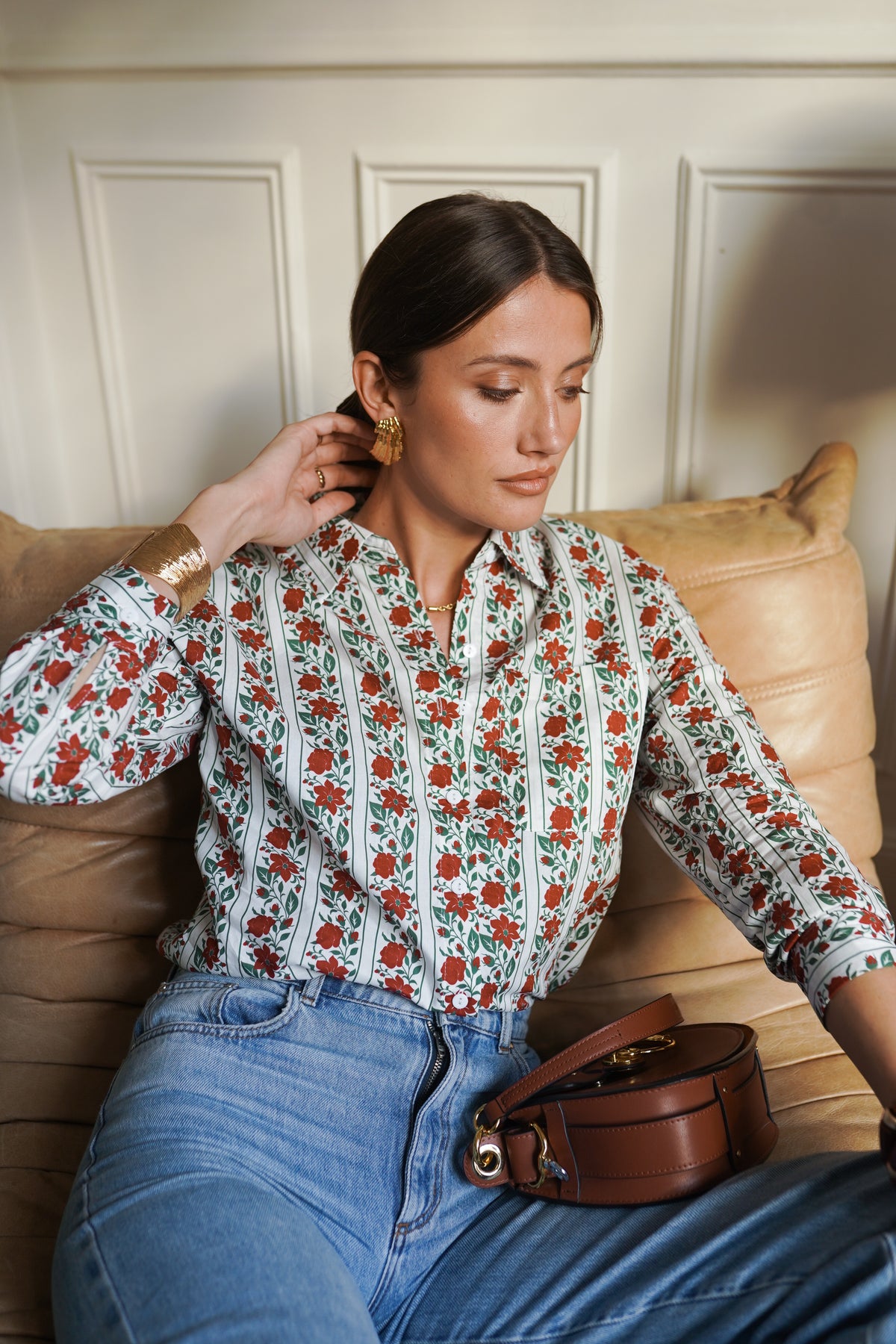 Natasha red floral shirt