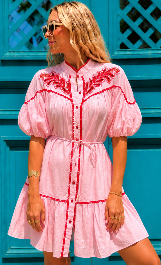 Hazel pink and red western style dress