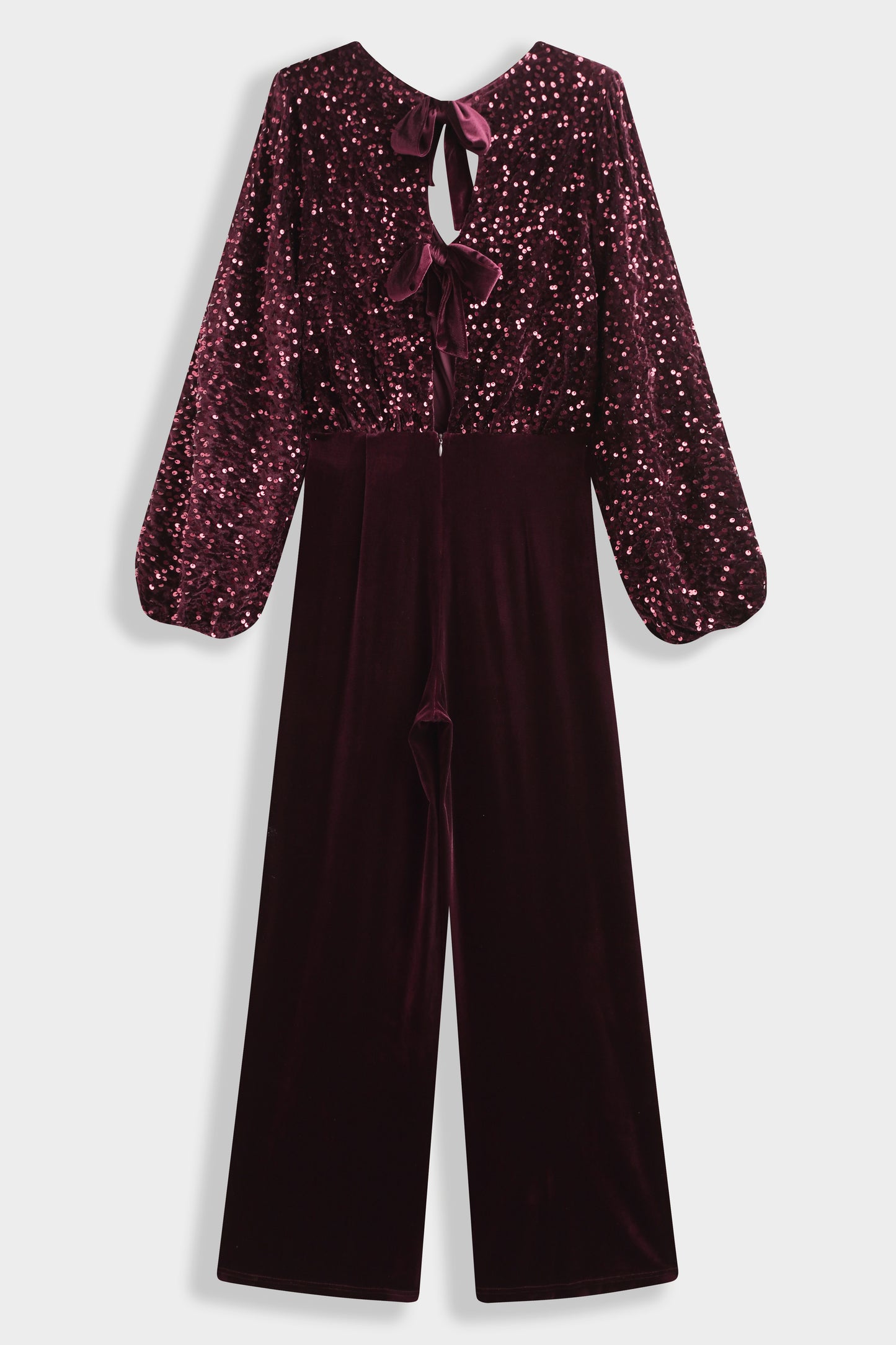 Margot sequin and velvet burgundy jumpsuit