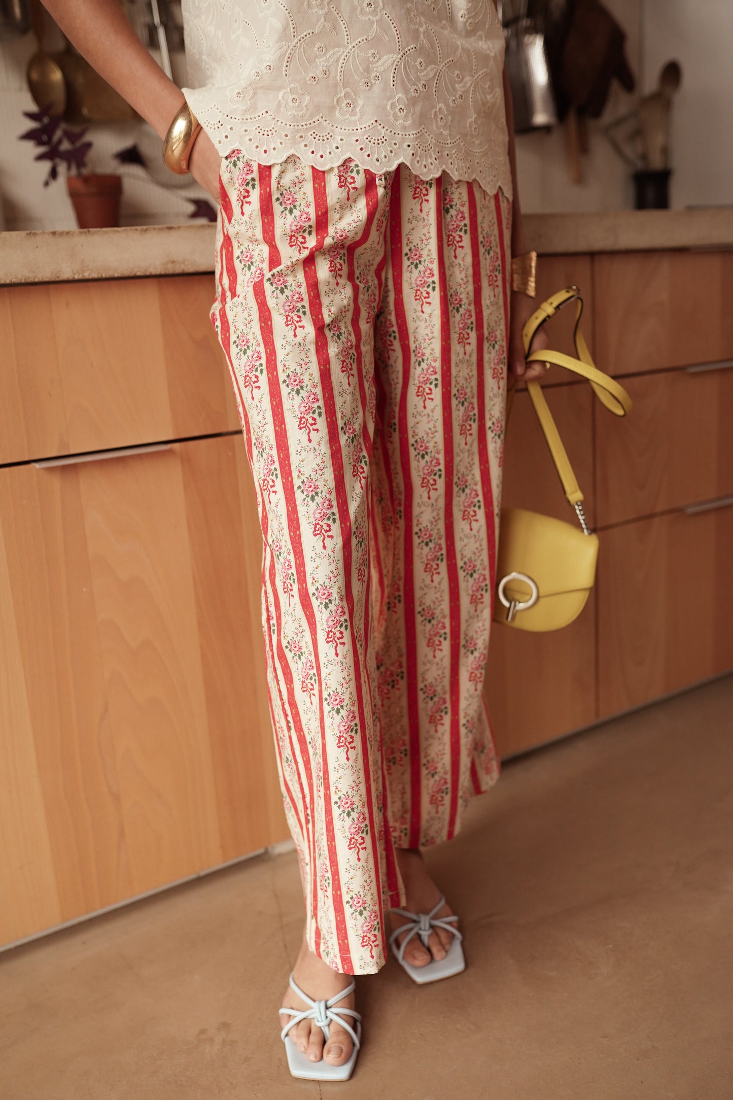 Andie wide leg cotton floral trousers