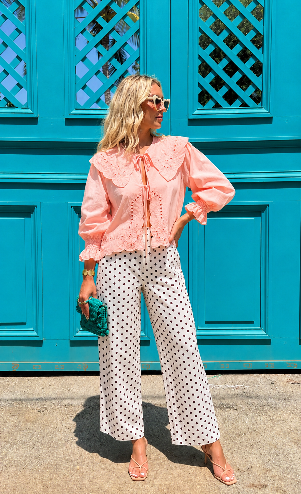 Penny white polka dot trousers