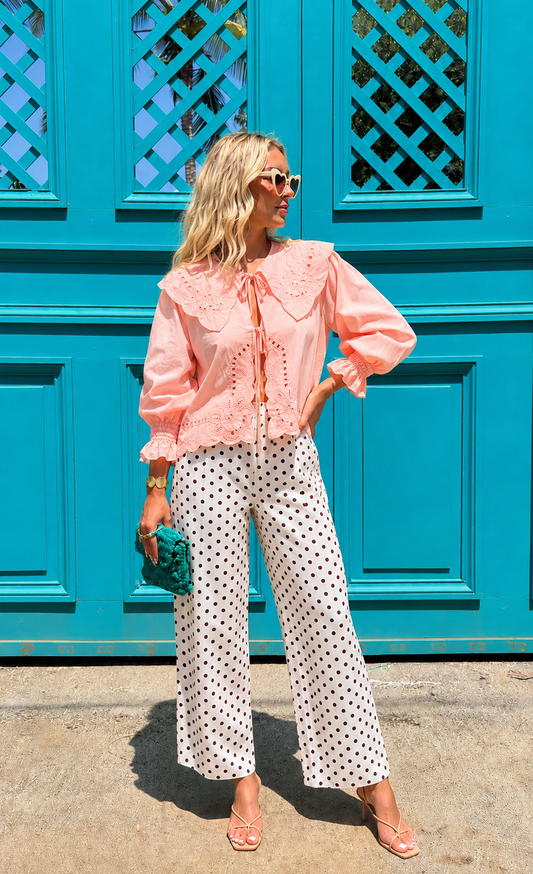 Penny white polka dot trousers