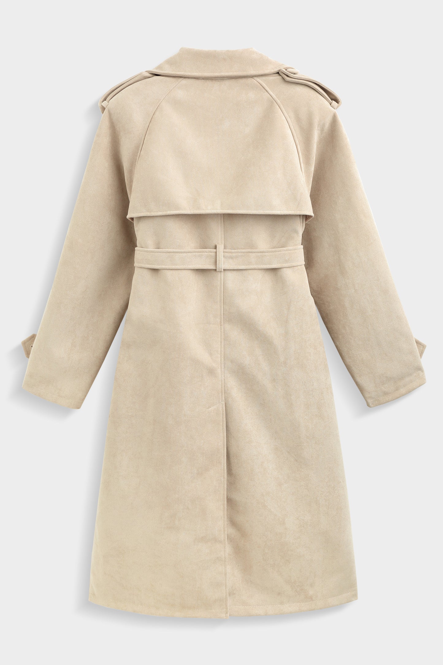 Andie beige faux suede oversized trench coat