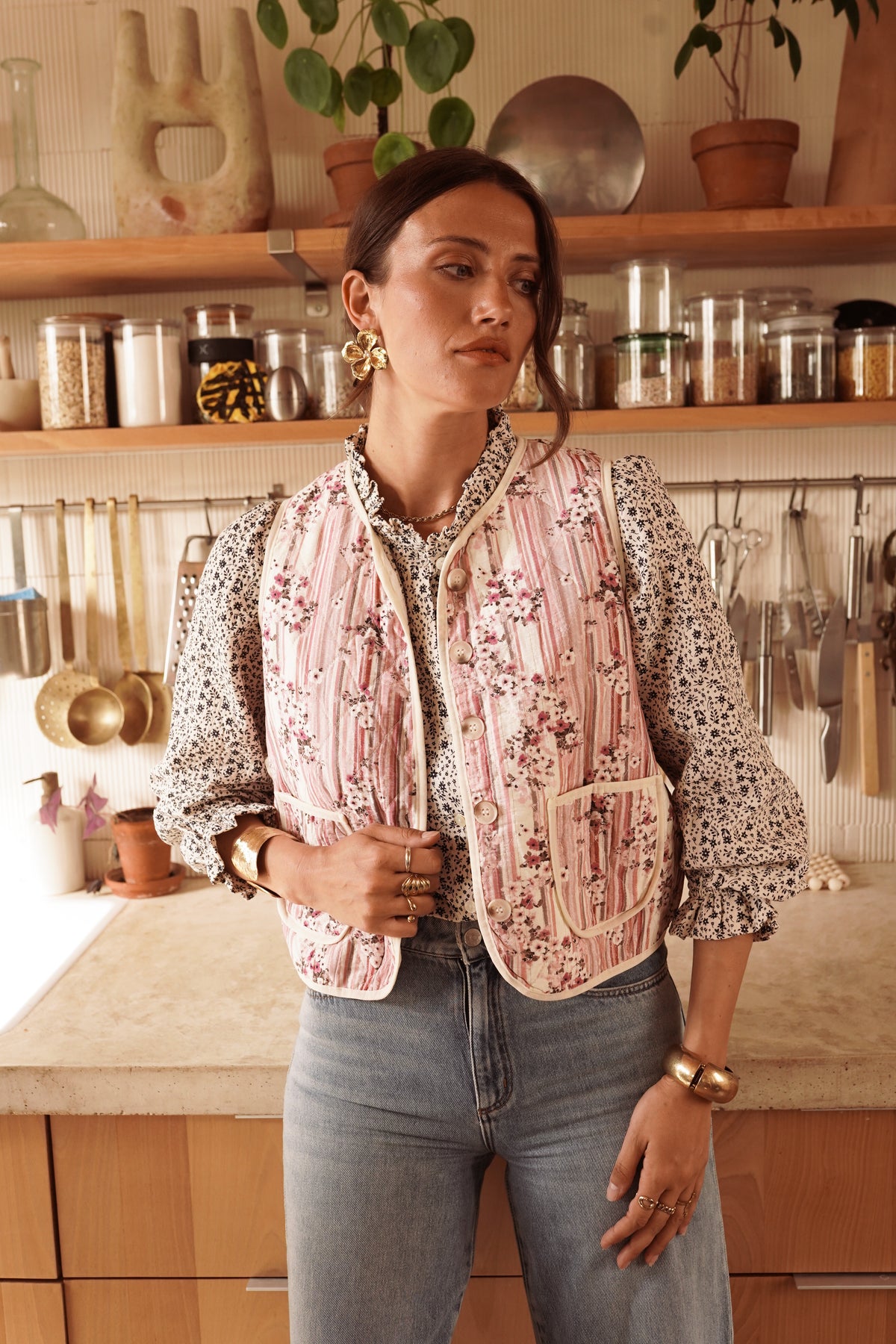 Billie pink floral gilet