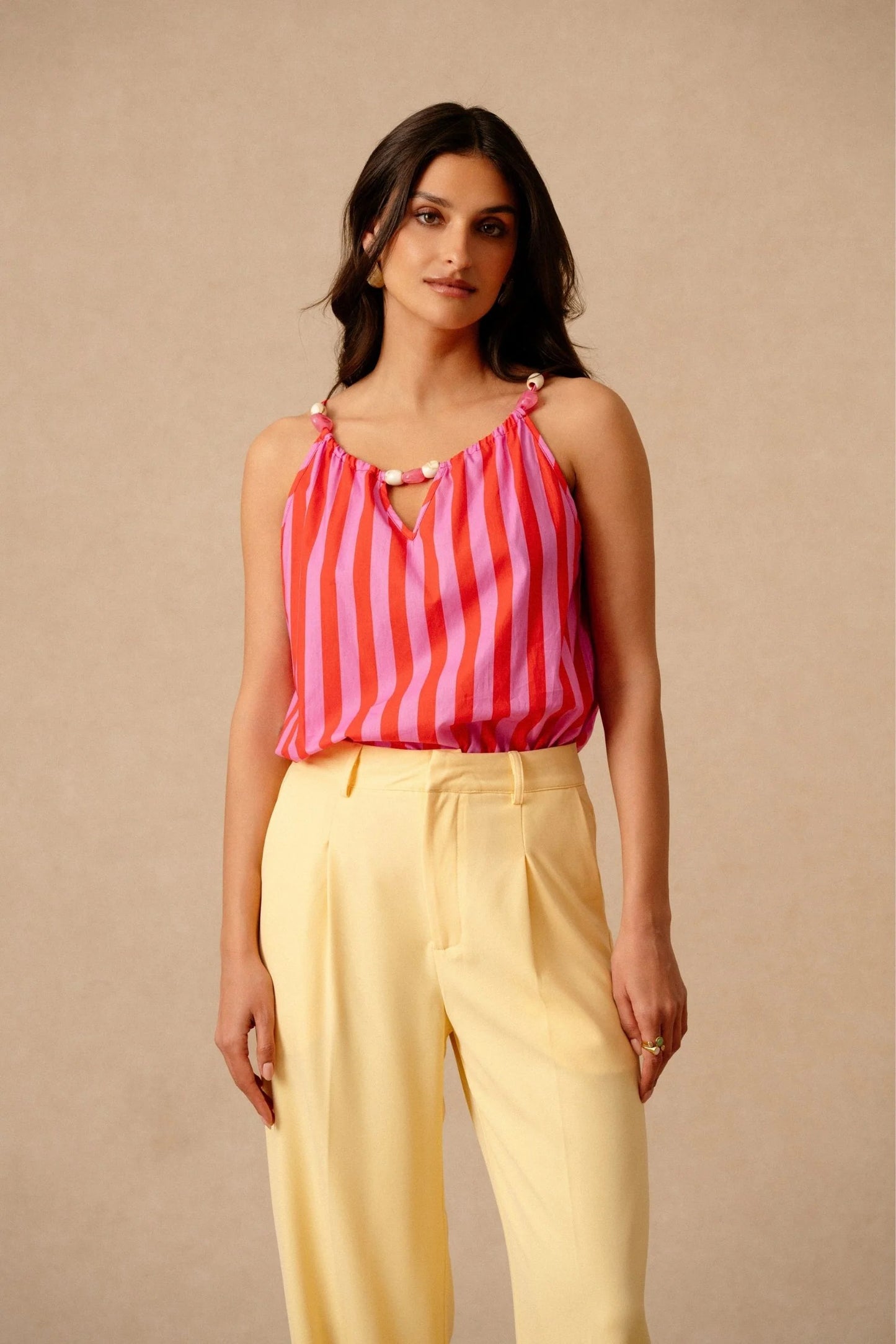 Misha pink and red beaded top