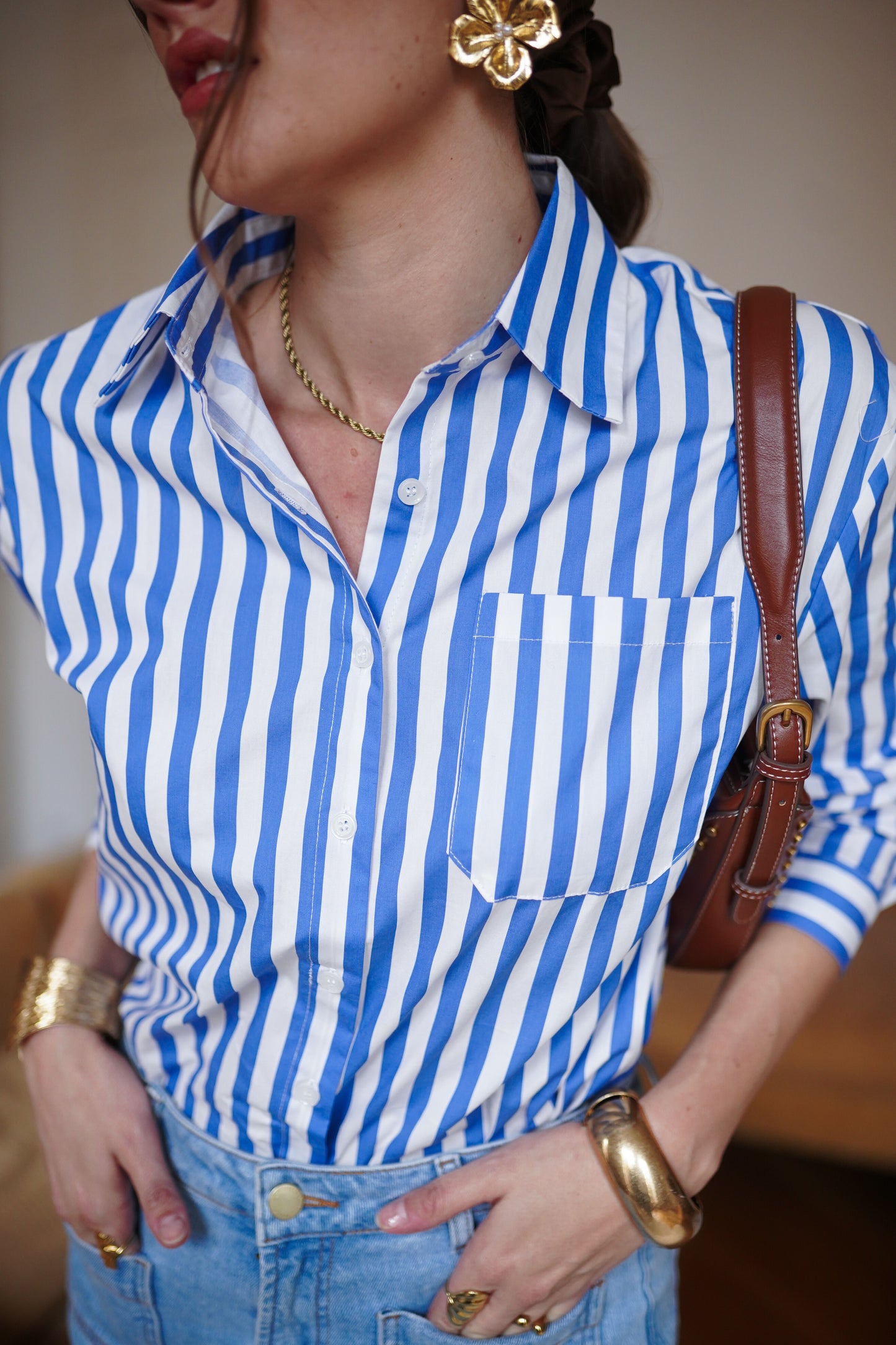 Mila blue striped cotton shirt