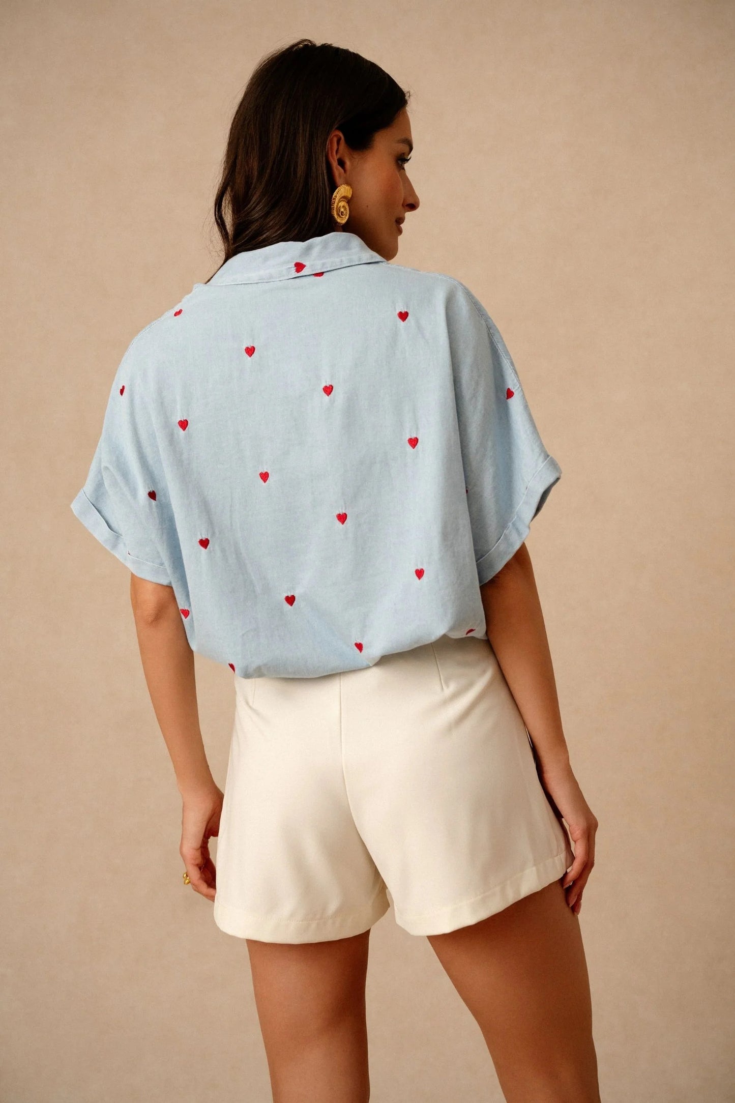 Hannah blue denim heart shirt