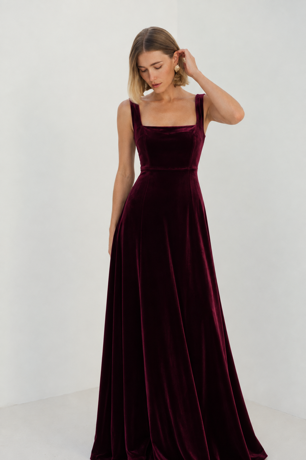 Blake burgundy velvet long dress