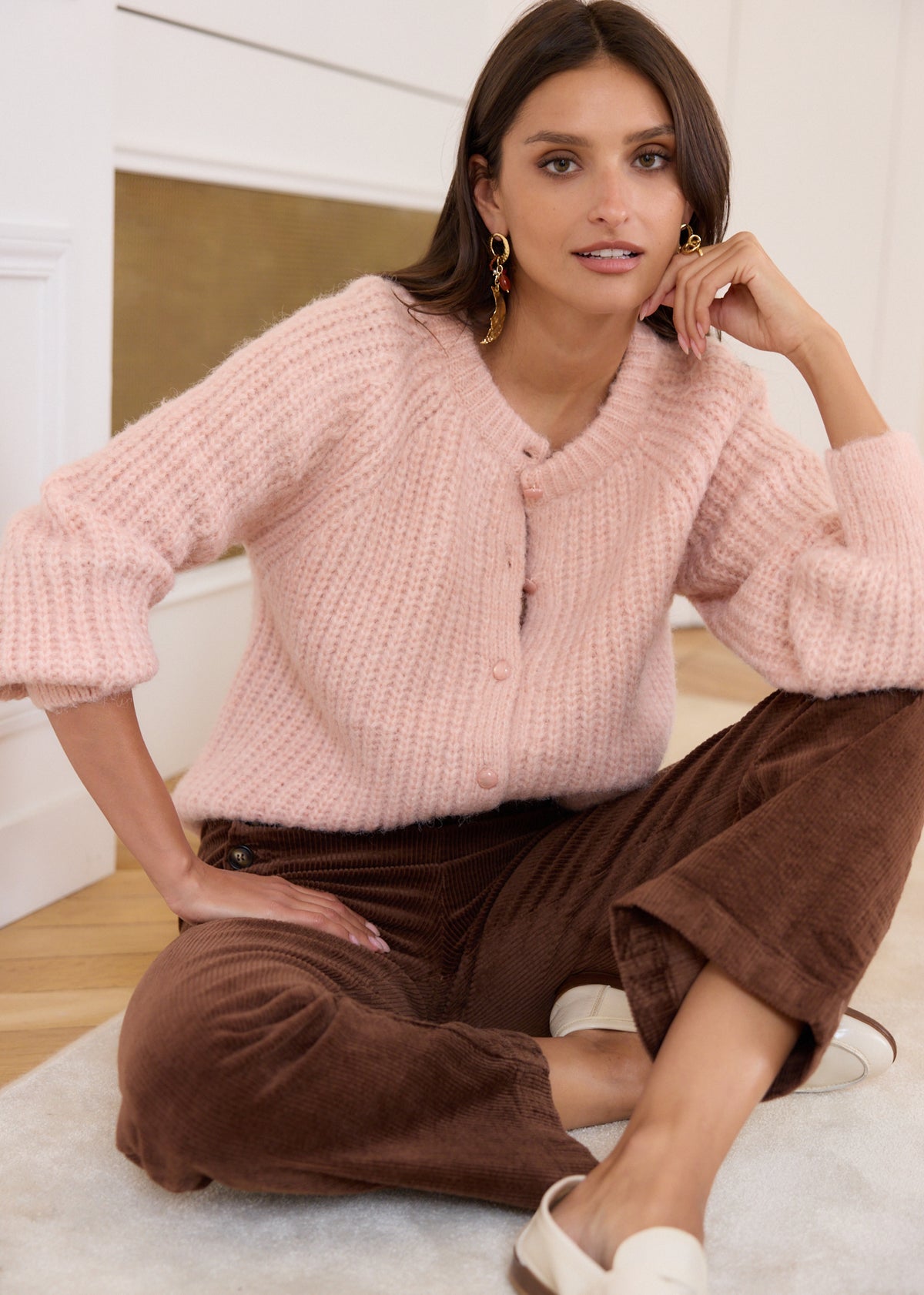 Lilli baby pink chunky cardigan