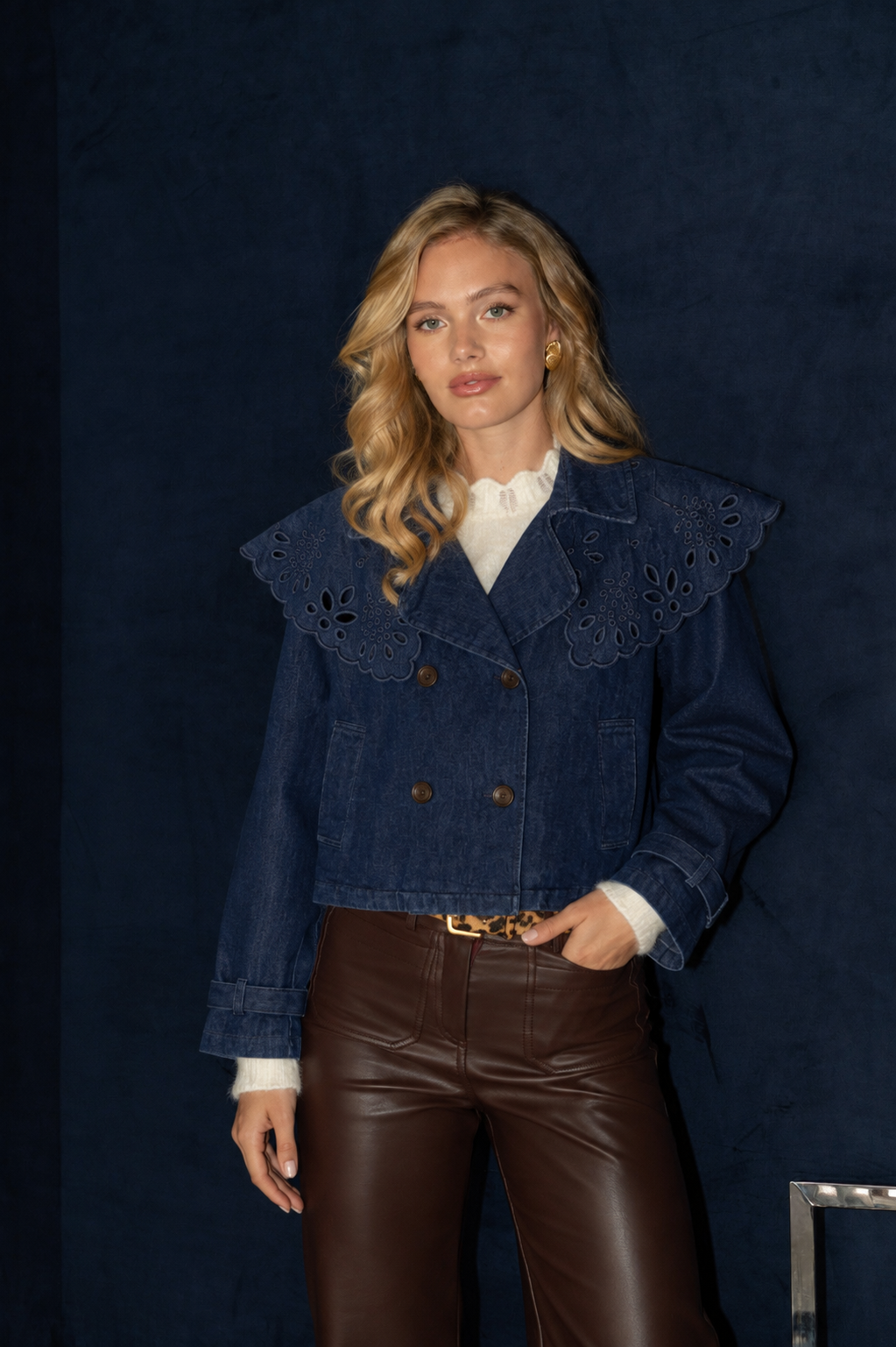 Edwina denim Peter Pan collar jacket