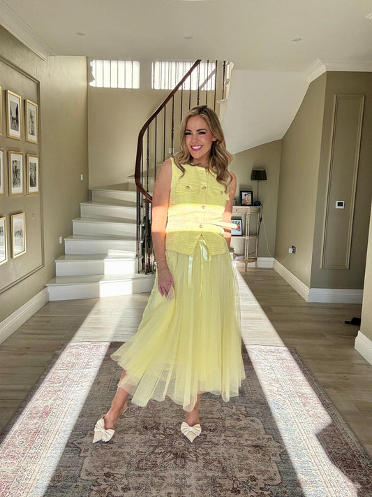 Leah light yellow tulle skirt