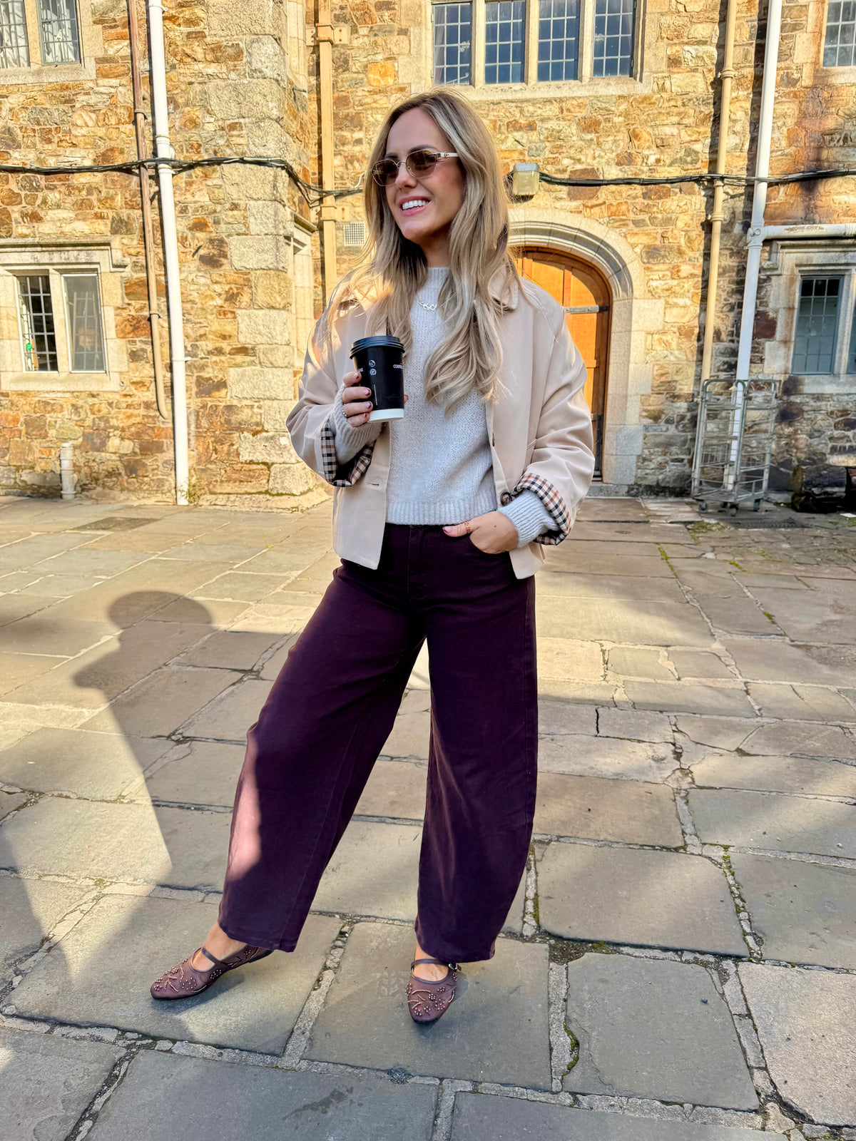 Chloe taupe check short trench