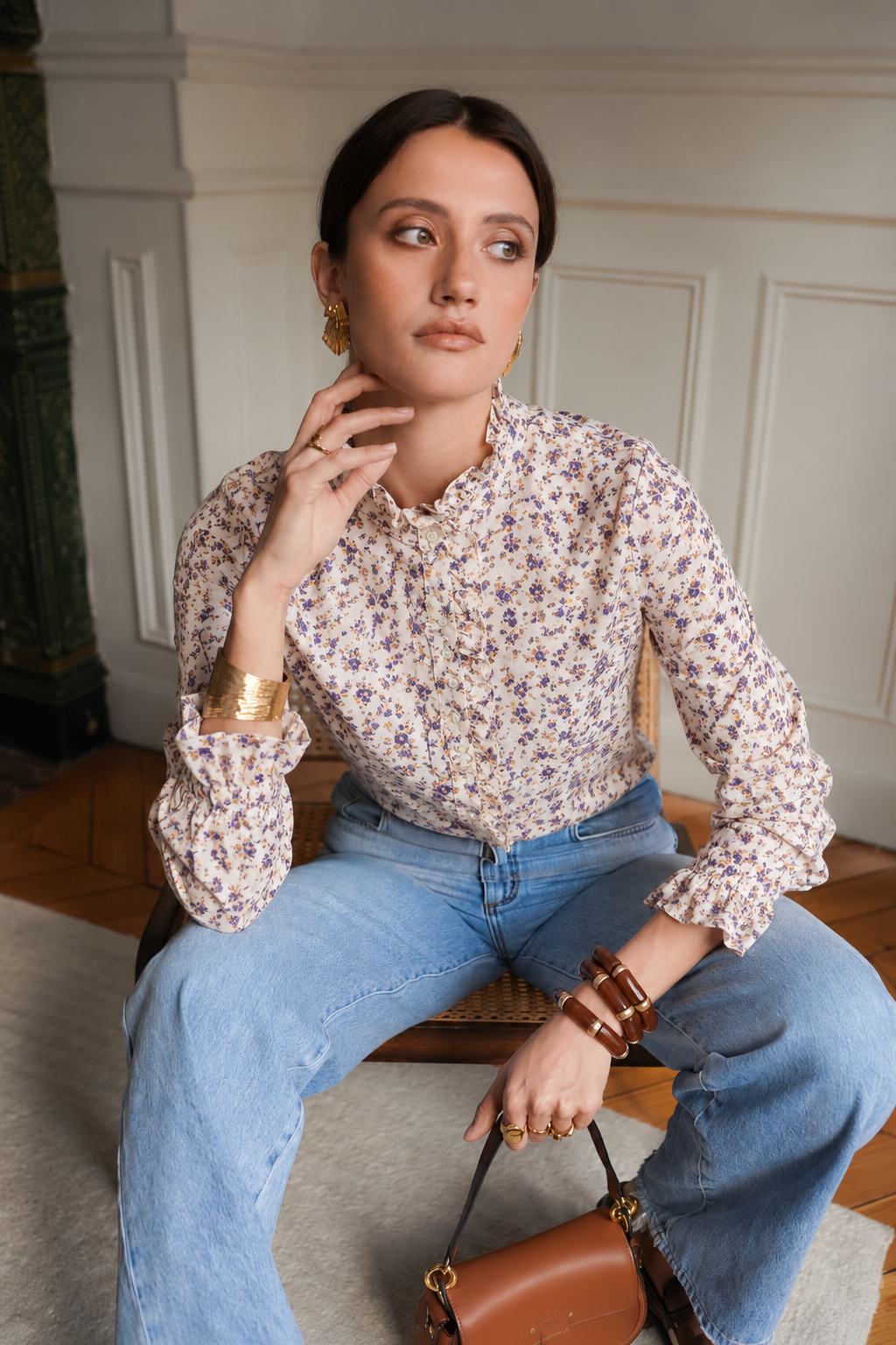 Tilly purple flower blouse