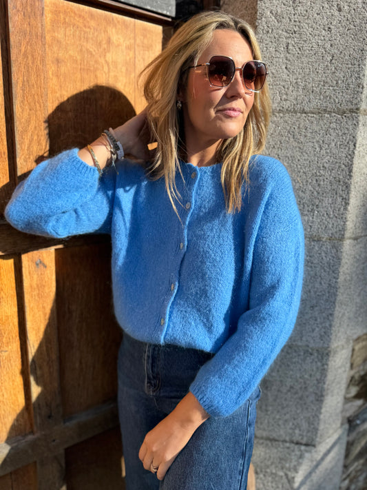 Riley 20% mohair blue cardigan