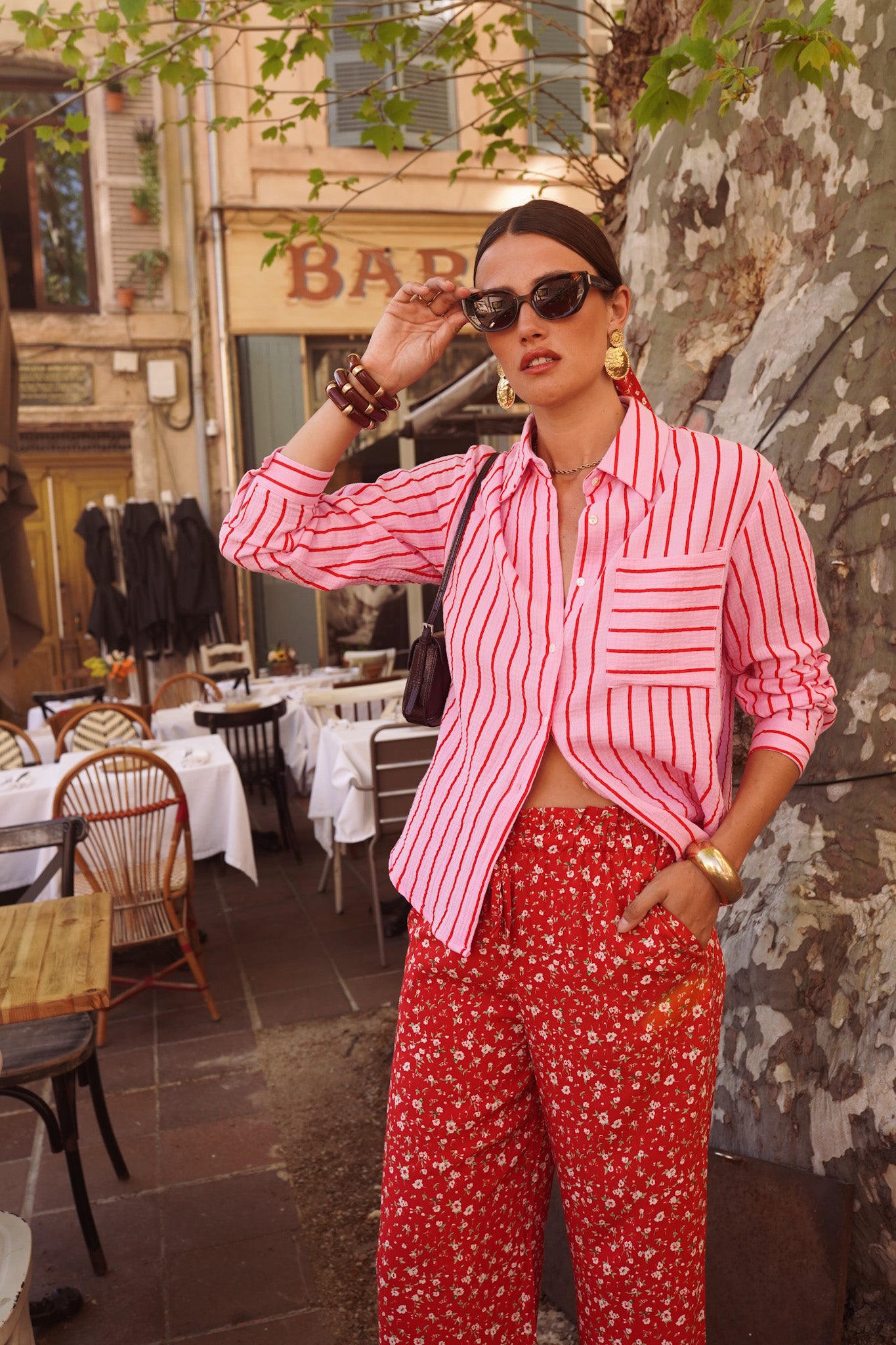 Sophie pink and red striped shirt