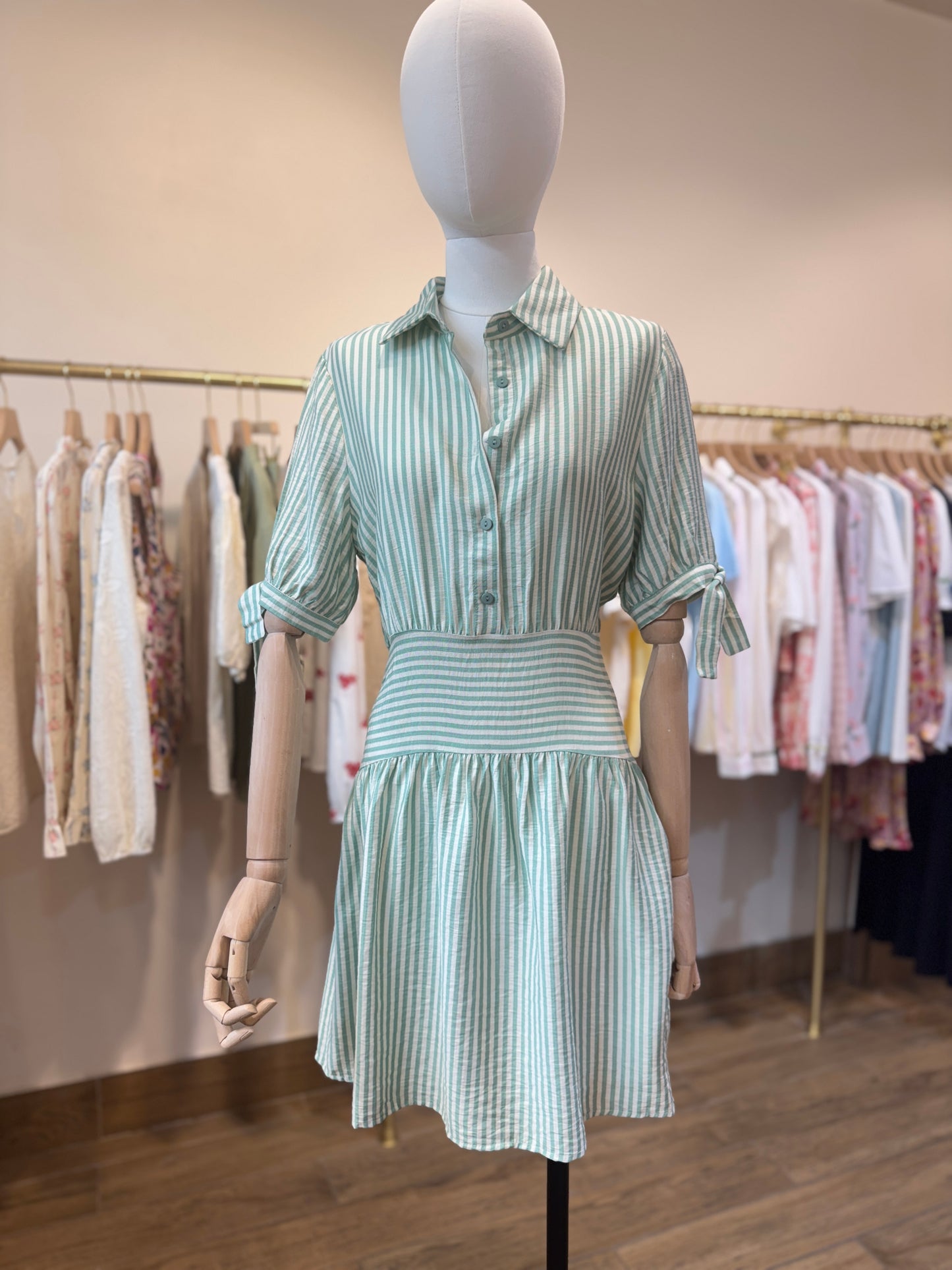 Felicity green stripe short dress