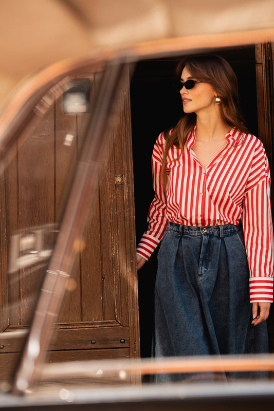 Lucy red striped cotton shirt