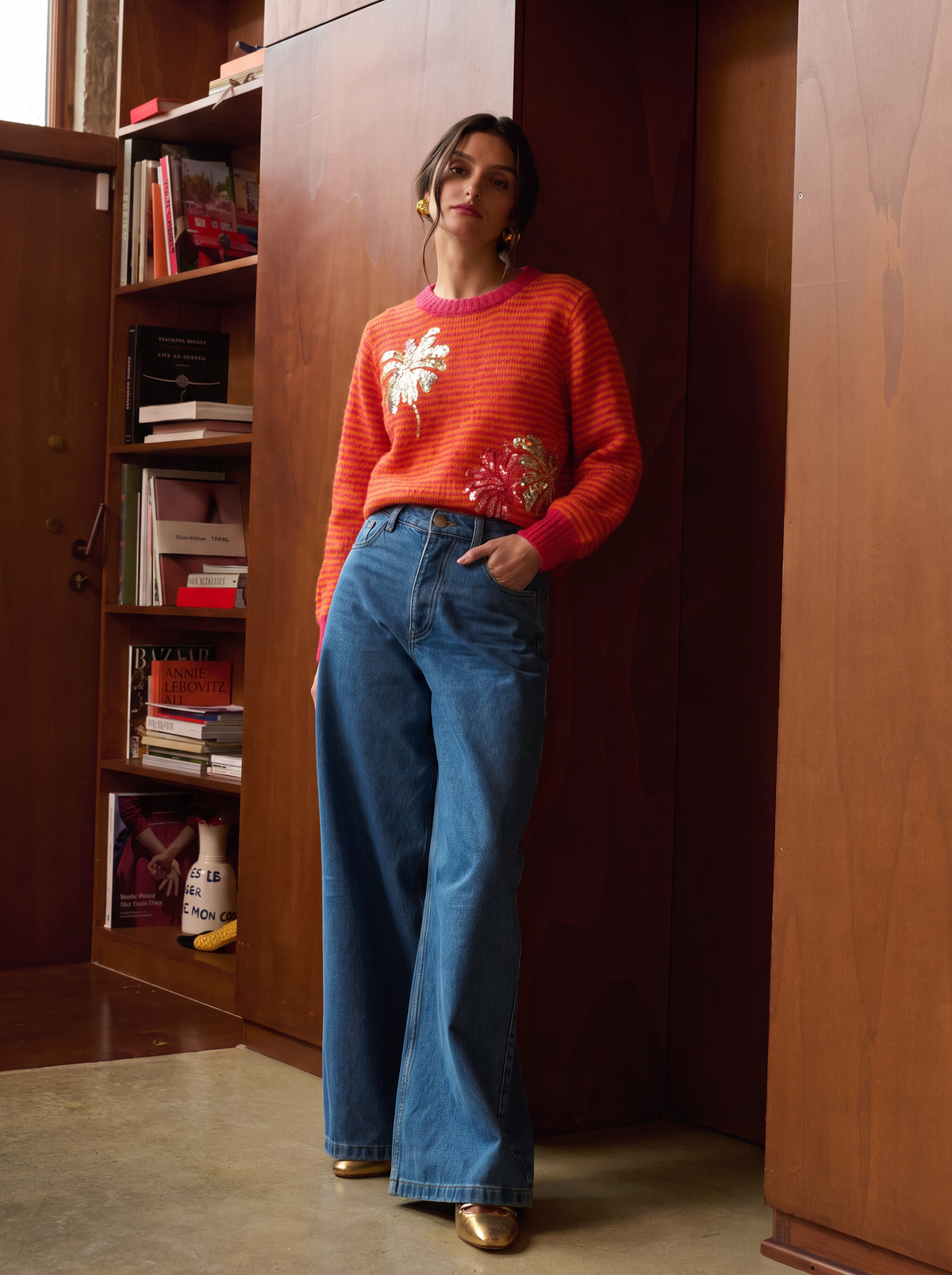Holly pink and orange sequin jumper