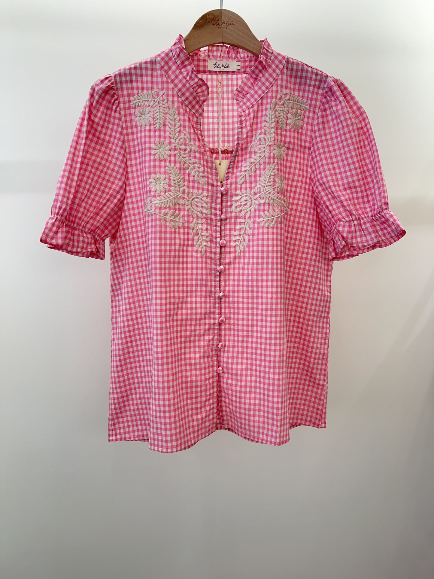 Emma pink gingham blouse